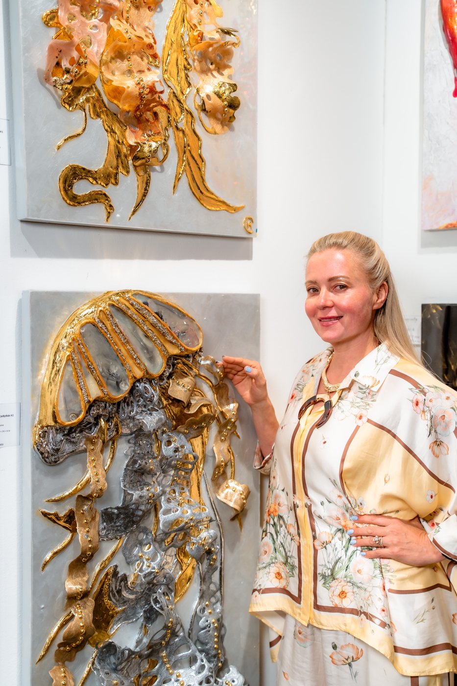 Natasha Sosnova beside Two States of Life at Art Santa Fe 2026
